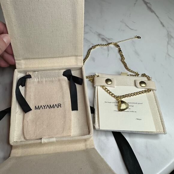 Mayamar Sea Shell Curb Chain Necklace 24K Gold Plated NWT Coastal Cowgirl - Picture 4 of 6